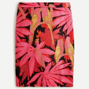 J Crew Palm Print Floral Colorful Pencil Skirt Size 2